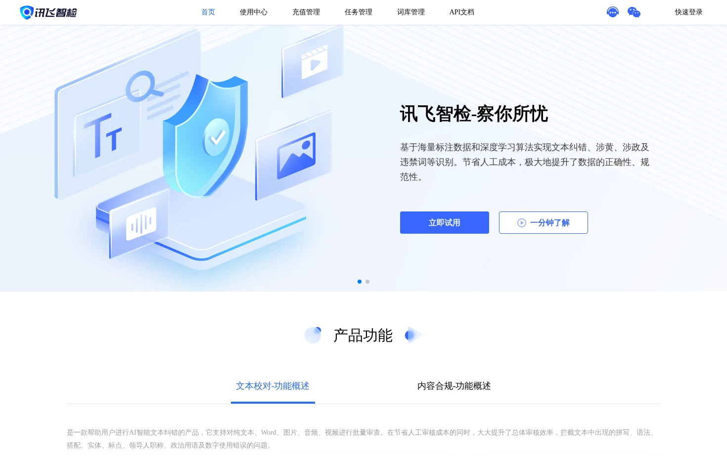 讯飞智检 页面快照